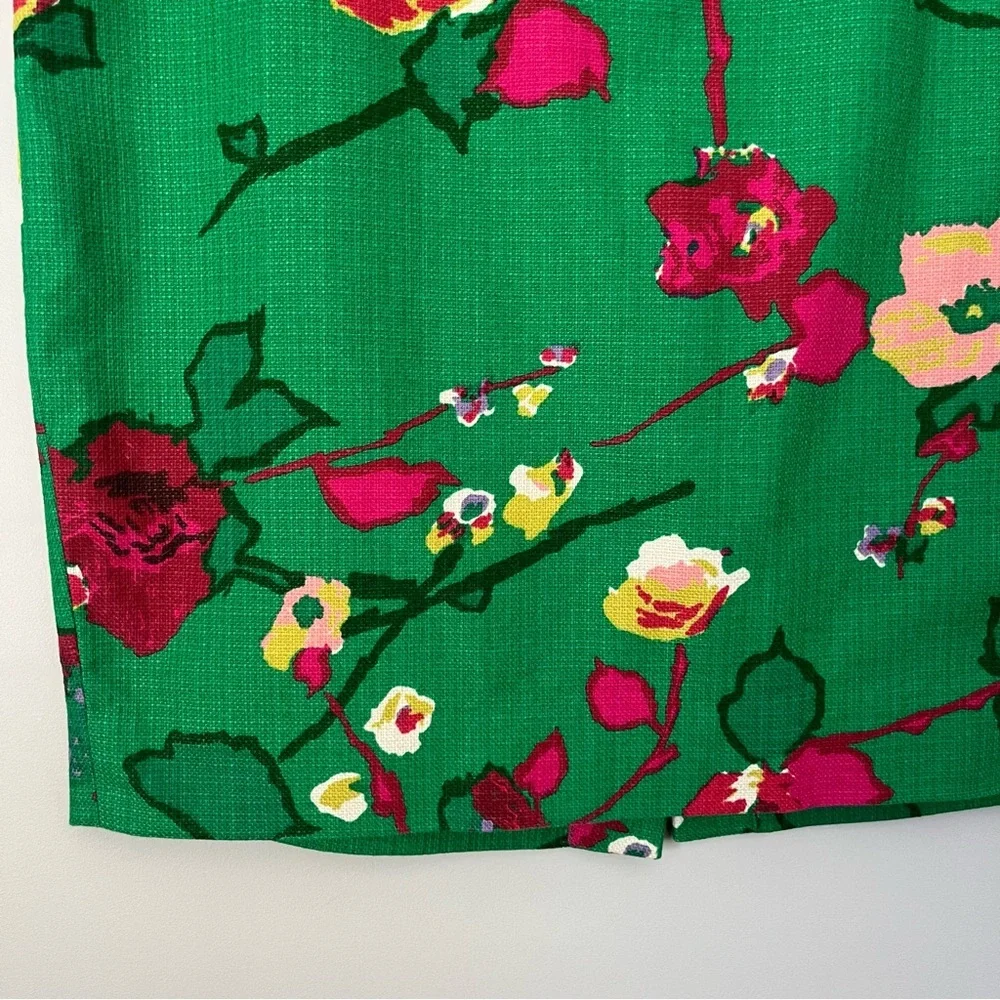 J. Crew Factory Basketweave Springtime Floral 100% Cotton Pencil Midi Skirt Sz 6